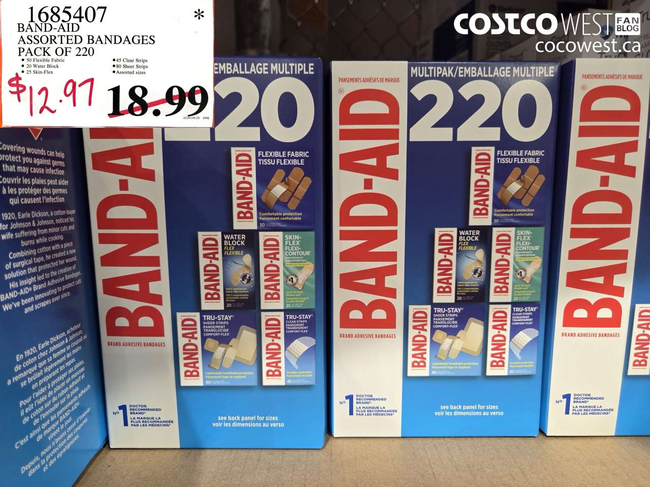 1685407 BAND-AID ASSORTED BANDAGES PACK OF 220 $12.97