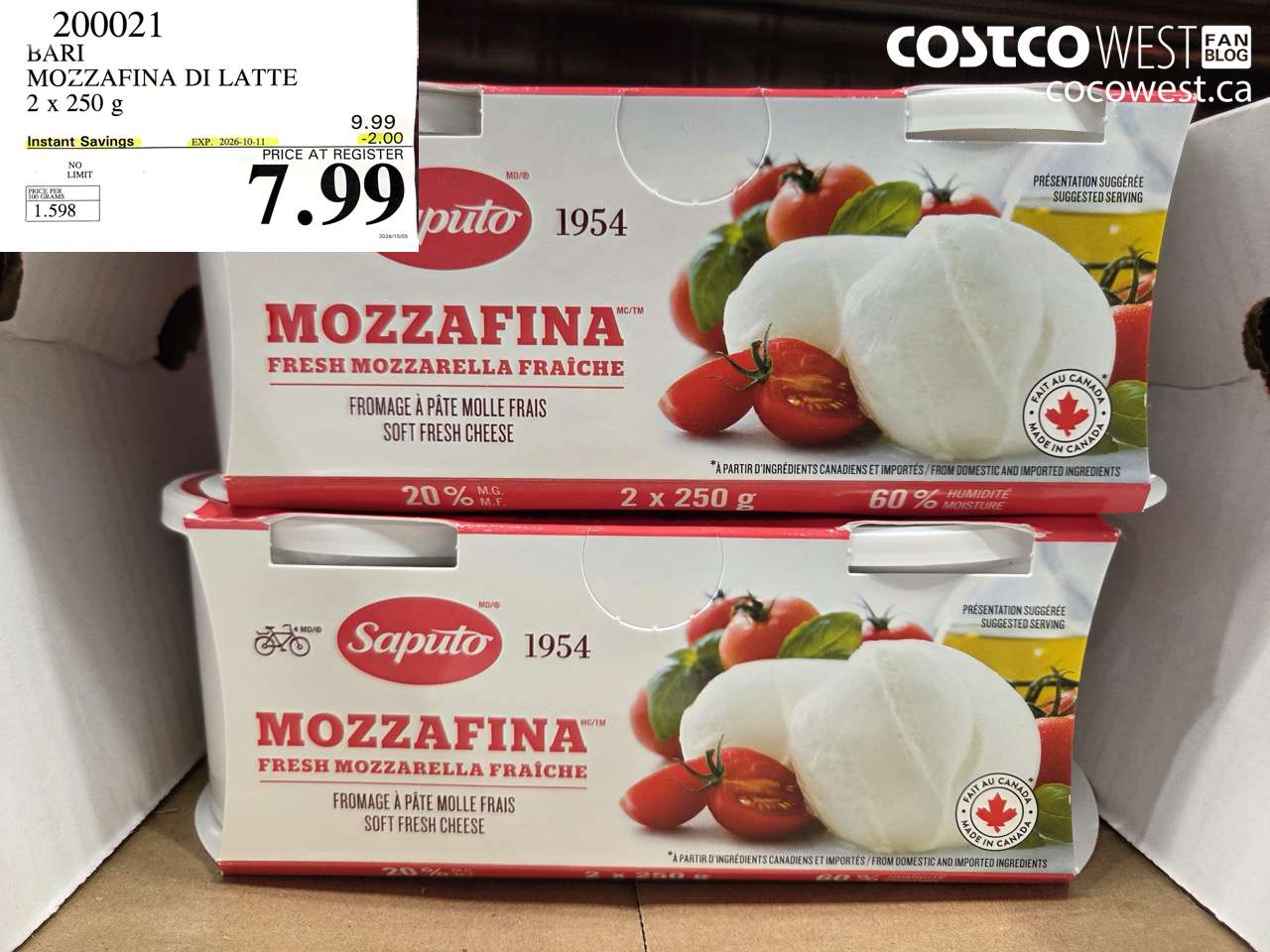 200021 BARI MOZZAFINA DI LATTE 2 X 250 G ($2.00 INSTANT SAVINGS EXPIRES ON 2026-10-11) $7.99