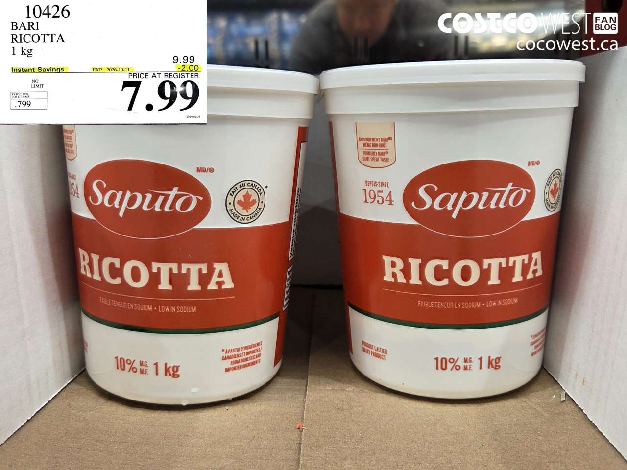 10426 BARI RICOTTA 1 KG ($2.00 INSTANT SAVINGS EXPIRES ON 2026-10-11) $7.99