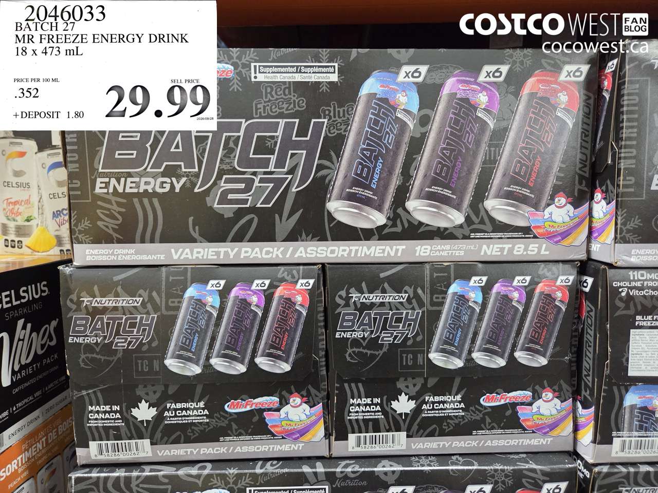 2046033 BATCH 27 MR FREEZE ENERGY DRINK 18 X 473 ML $29.99