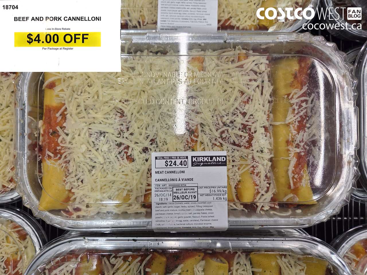 18704 BEEF AND PORK CANNELLONI ($4.00 INSTANT SAVINGS)