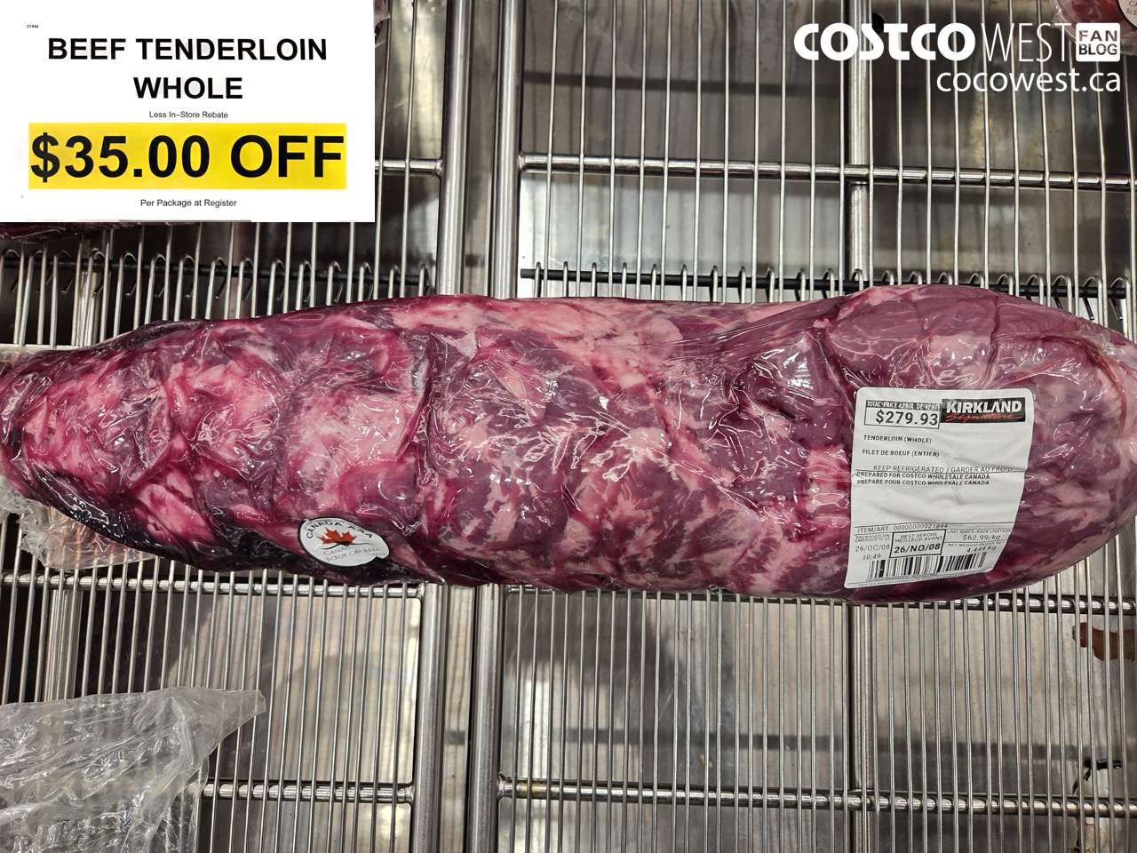 21844 BEEF TENDERLOIN WHOLE ($35.00 INSTANT SAVINGS)