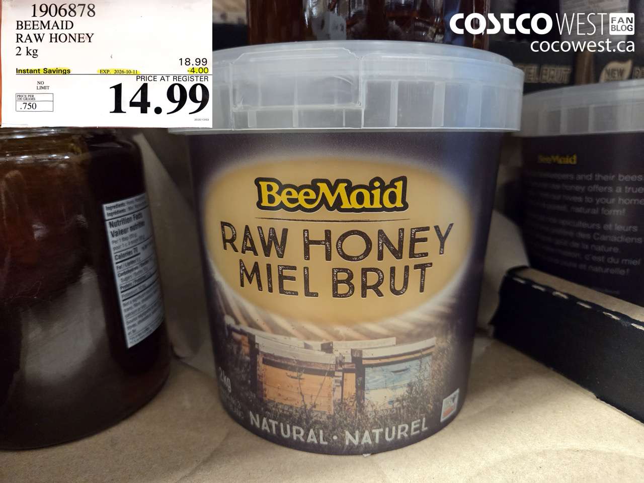1906878 BEEMAID RAW HONEY 2 KG ($4.00 INSTANT SAVINGS EXPIRES ON 2026-10-11) $14.99