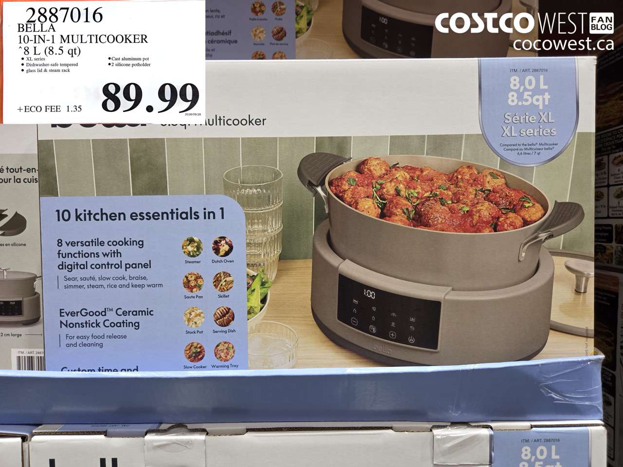 2887016 BELLA 10-IN-1 MULTICOOKER 8 L (8.5 QT) $89.99