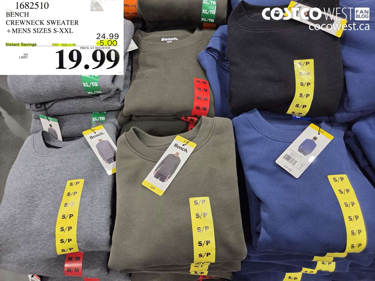 1682510 BENCH CREWNECK SWEATER MENS SIZES S-XXL ($5.00 INSTANT SAVINGS EXPIRES ON 2026-11-08) $19.99