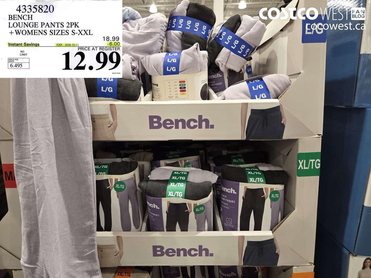 4335820 BENCH LOUNGE PANTS 2PK WOMENS SIZES S-XXL ($6.00 INSTANT SAVINGS EXPIRES ON 2026-10-11) $12.99