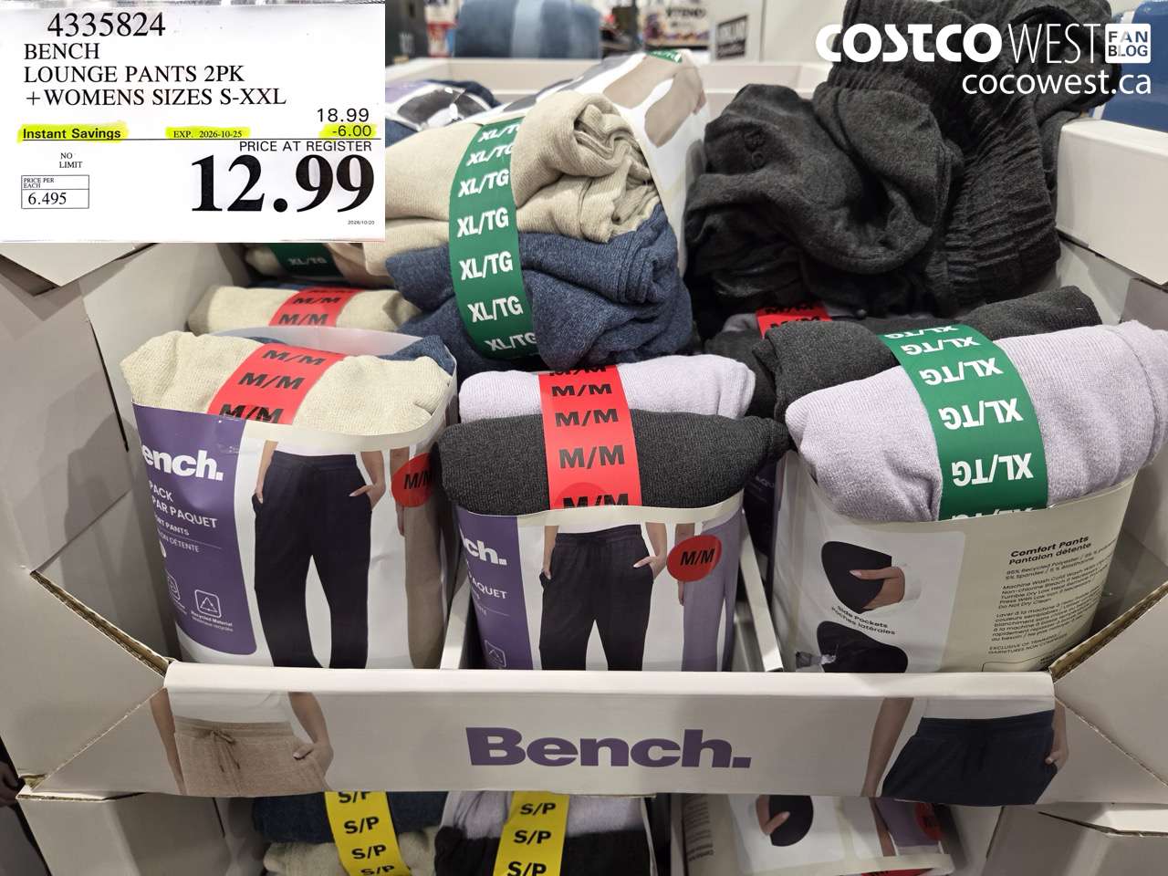 4335824 BENCH LOUNGE PANTS 2PK + WOMENS SIZES S-XXL ($6.00 INSTANT SAVINGS EXPIRES ON 2026-10-25) $12.99