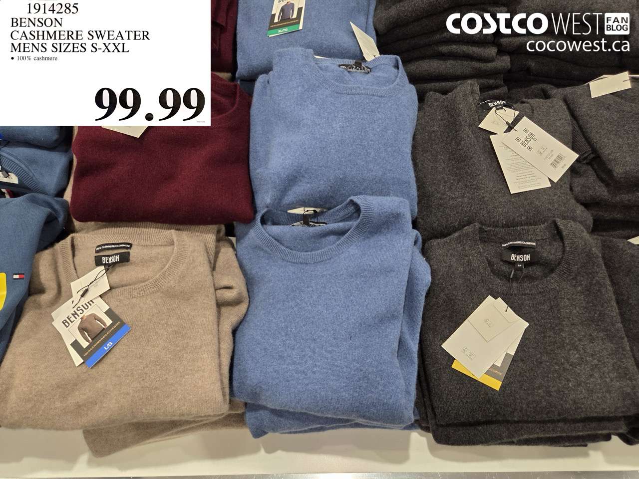 1914285 BENSON CASHMERE SWEATER MENS SIZES S-XXL $99.99