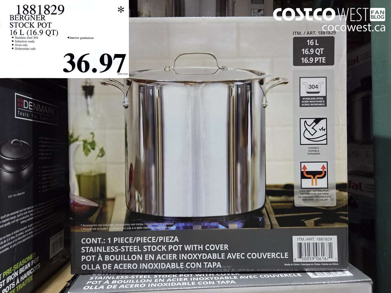 1881829 BERGNER STOCK POT 16 L (16.9 QT) $36.97