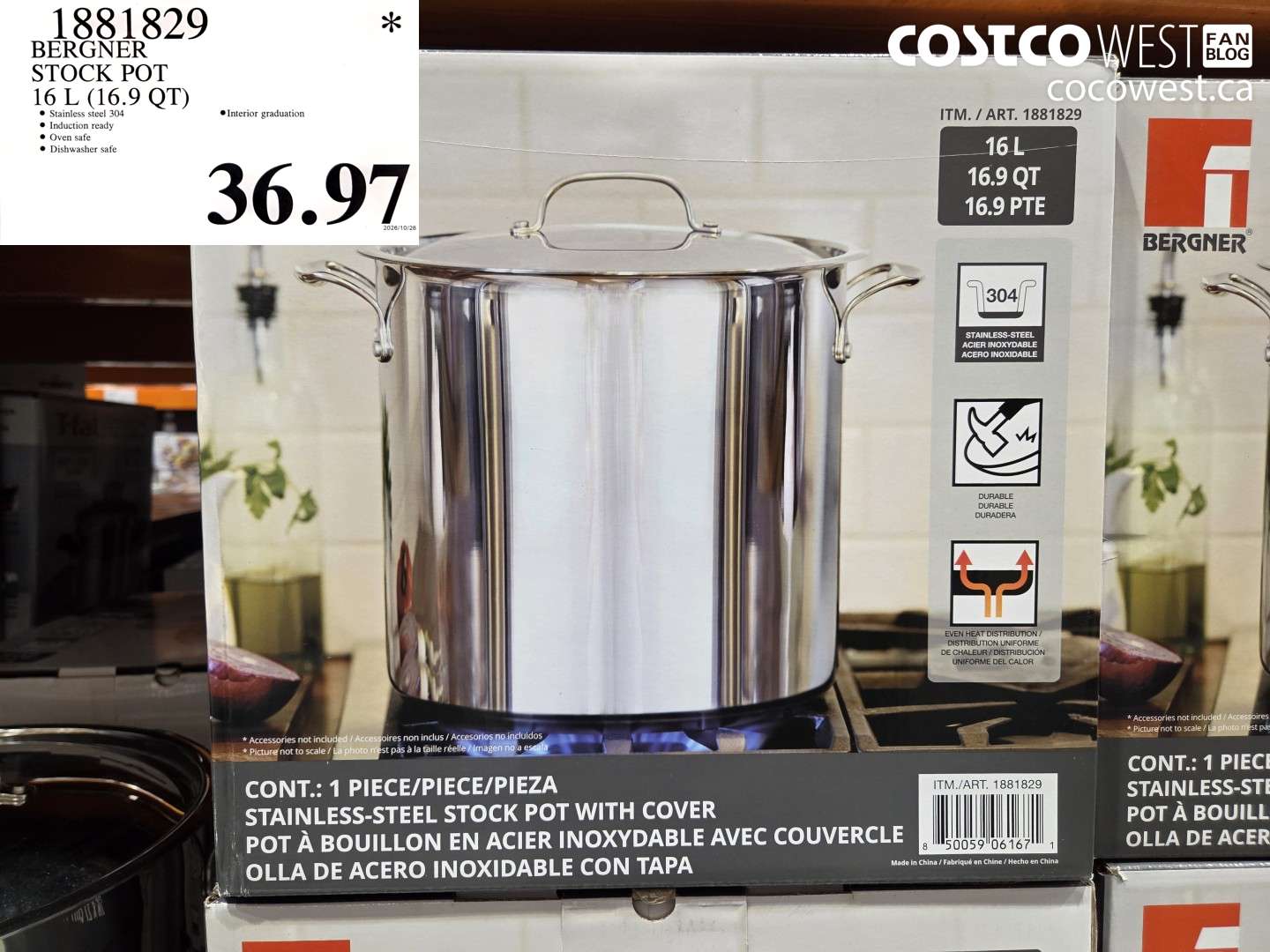 1881829 BERGNER STOCK POT 16 L (16.9 QT) $36.97