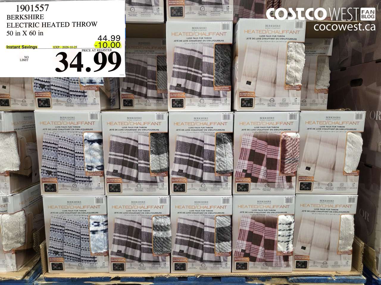1901557 BERKSHIRE ELECTRIC HEATED THROW 50 IN X 60 IN ($10.00 INSTANT SAVINGS EXPIRES ON 2026-10-25) $34.99