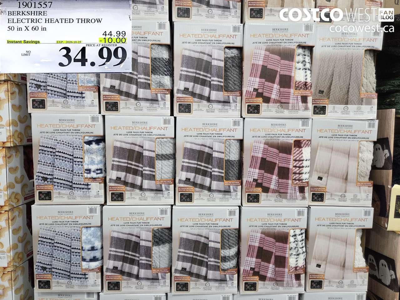 1901557 BERKSHIRE ELECTRIC HEATED THROW 50 IN X 60 IN ($10.00 INSTANT SAVINGS EXPIRES ON 2026-10-25) $34.99