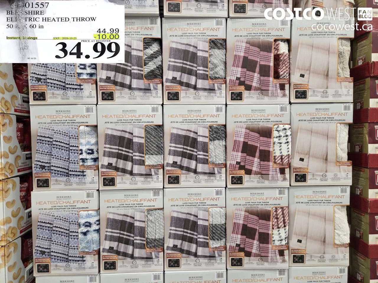 01557 BERKSHIRE ELECTRIC HEATED THROW 50 IN X 60 IN ($10.00 INSTANT SAVINGS EXPIRES ON 2026-10-25) $34.99