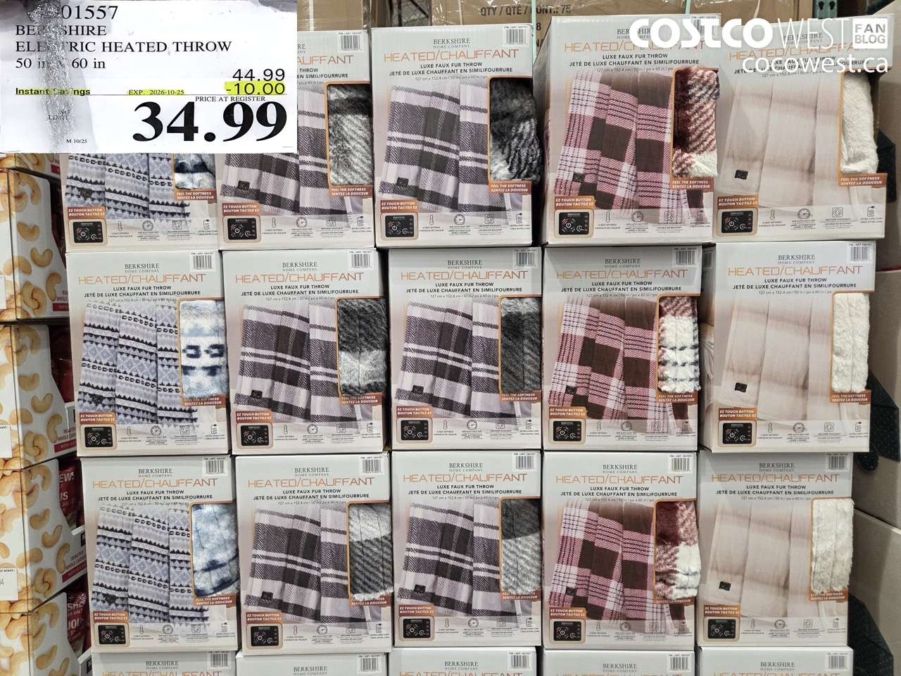01557 BERKSHIRE ELECTRIC HEATED THROW 50 IN X 60 IN ($10.00 INSTANT SAVINGS EXPIRES ON 2026-10-25) $34.99
