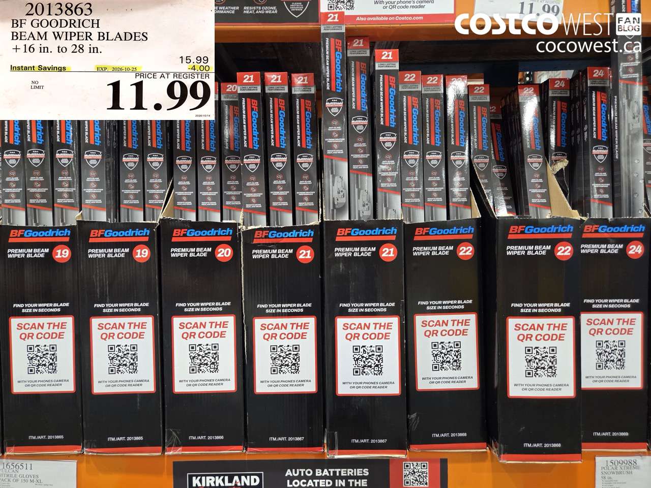 2013863 BF GOODRICH BEAM WIPER BLADES 16 IN. TO 28 IN. ($4.00 INSTANT SAVINGS EXPIRES ON 2026-10-25) $11.99