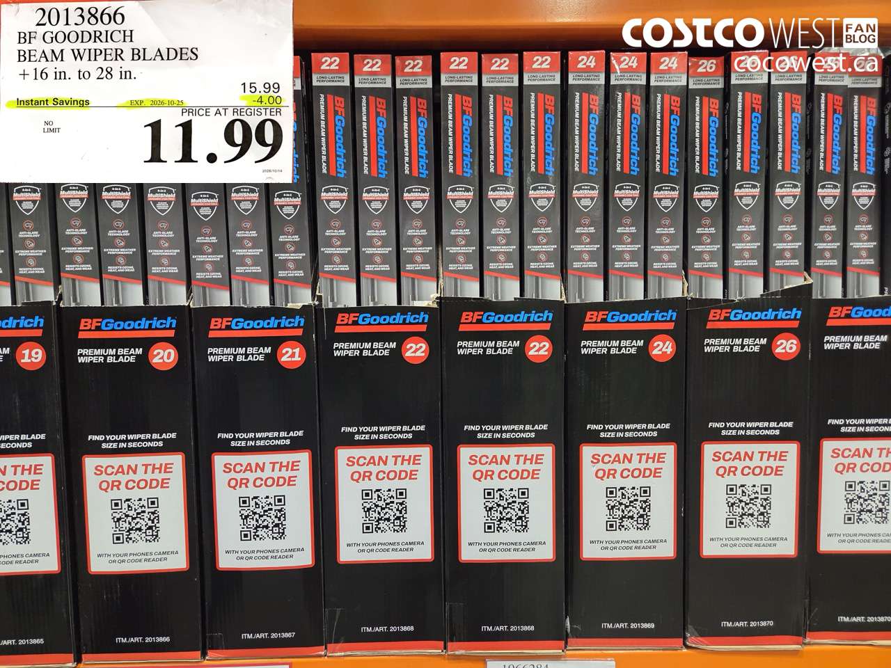 2013866 BF GOODRICH BEAM WIPER BLADES 16 IN. TO 28 IN. ($4.00 INSTANT SAVINGS EXPIRES ON 2026-10-25) $11.99