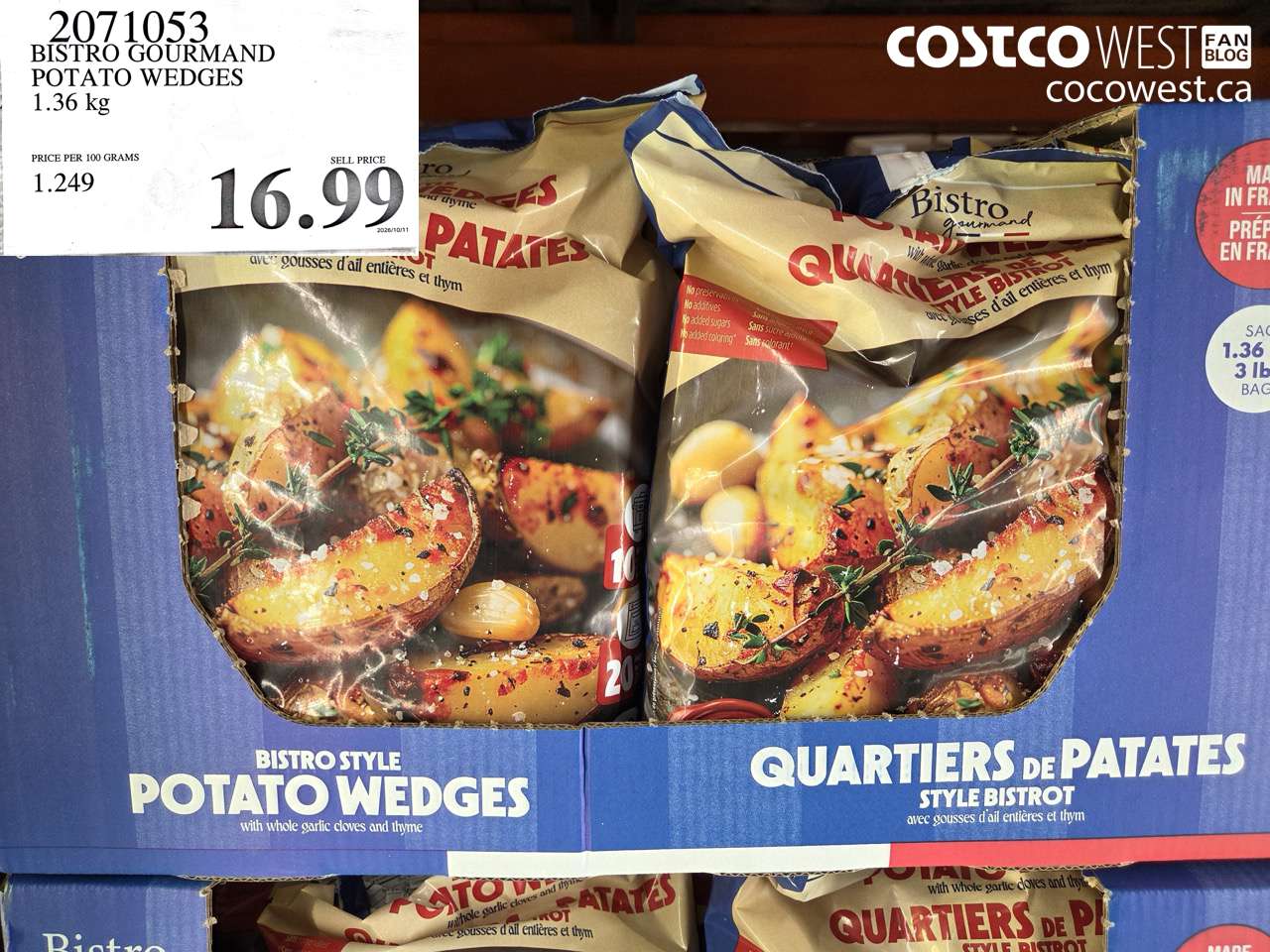 2071053 BISTRO GOURMAND POTATO WEDGES 1.36 KG $16.99
