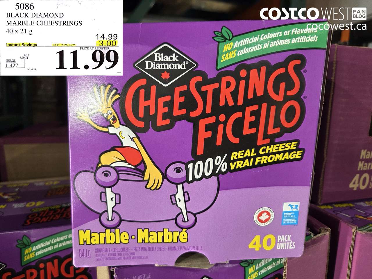 5086 BLACK DIAMOND MARBLE CHEESTRINGS 40 X 21 G ($3.00 INSTANT SAVINGS EXPIRES ON 2026-10-25) $11.99
