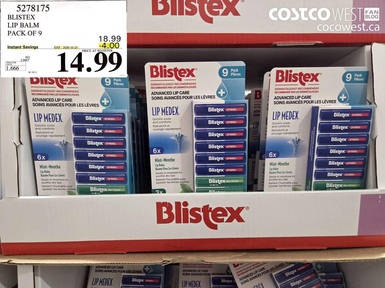 5278175 BLISTEX LIP BALM PACK OF 9 ($4.00 INSTANT SAVINGS EXPIRES ON 2026-10-25) $14.99