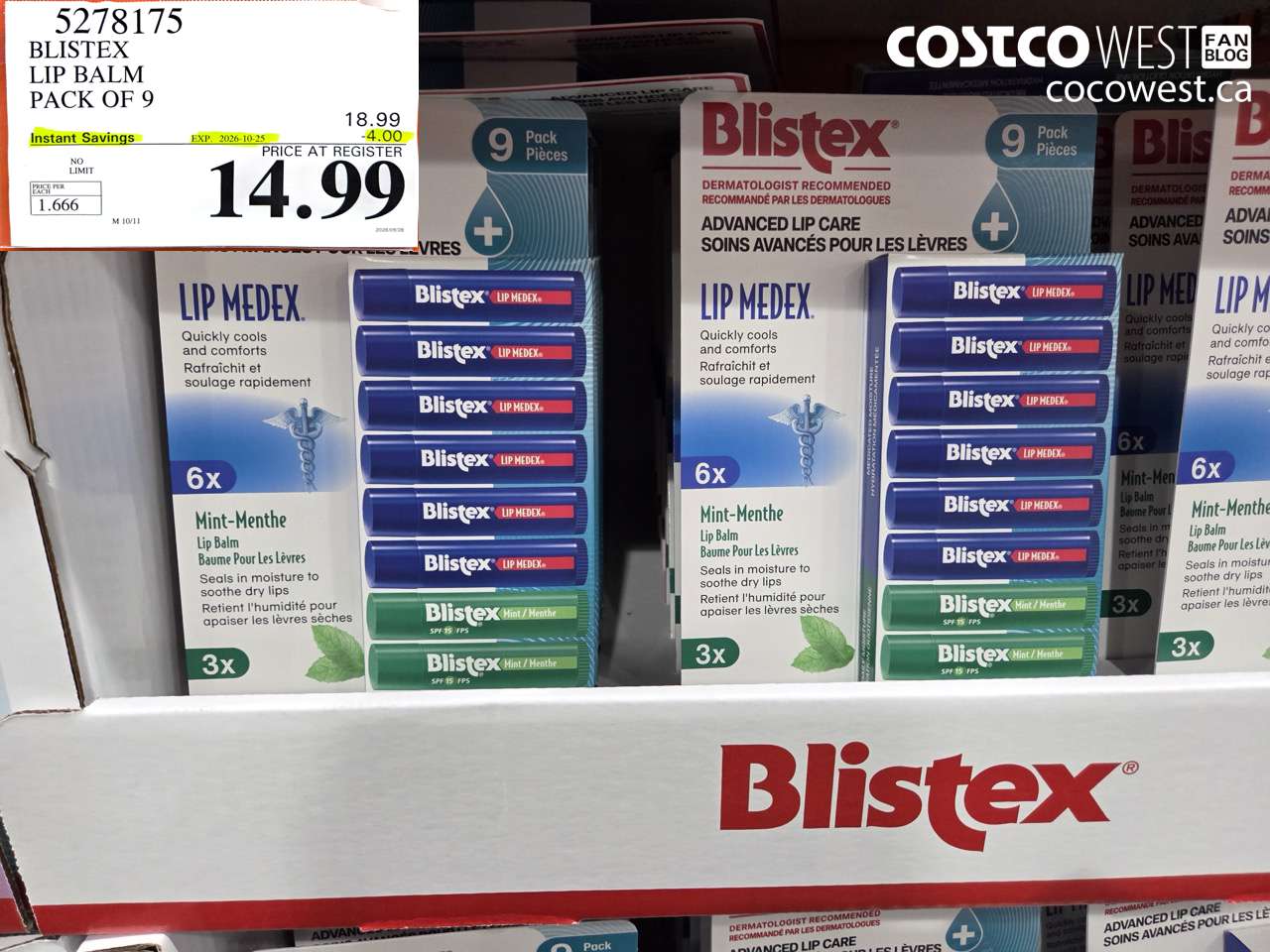 5278175 BLISTEX LIP BALM PACK OF 9 ($4.00 INSTANT SAVINGS EXPIRES ON 2026-10-25) $14.99