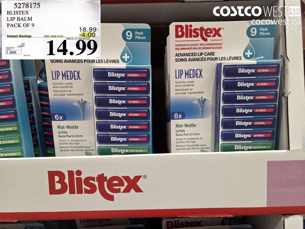 5278175 BLISTEX LIP BALM PACK OF 9 ($4.00 INSTANT SAVINGS EXPIRES ON 2026-10-25) $14.99