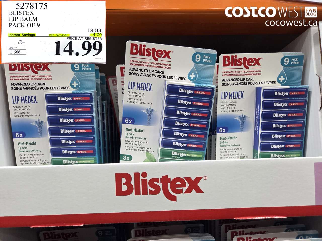 5278175 BLISTEX LIP BALM PACK OF 9 ($4.00 INSTANT SAVINGS EXPIRES ON 2026-10-25) $14.99
