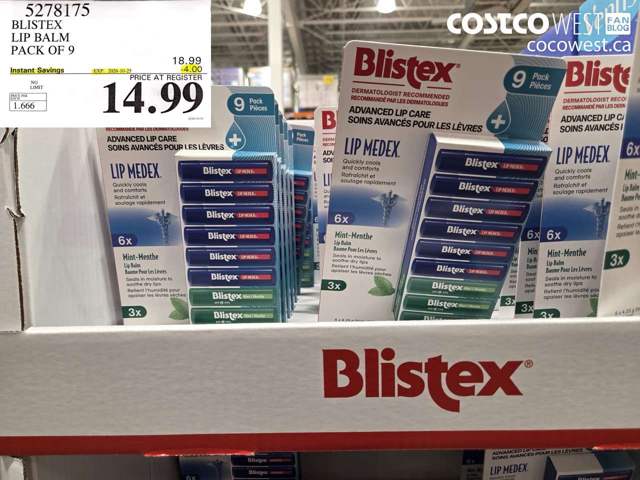 5278175 BLISTEX LIP BALM PACK OF 9 ($4.00 INSTANT SAVINGS EXPIRES ON 2026-10-25) $14.99