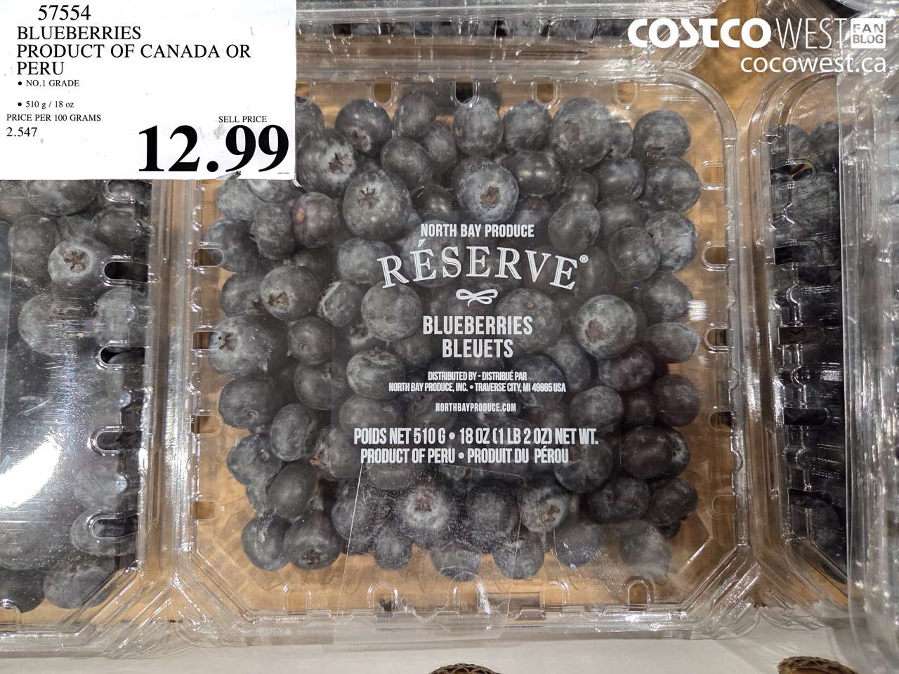 57554 BLUEBERRIES PRODUCT OF CANADA OR PERU $12.99