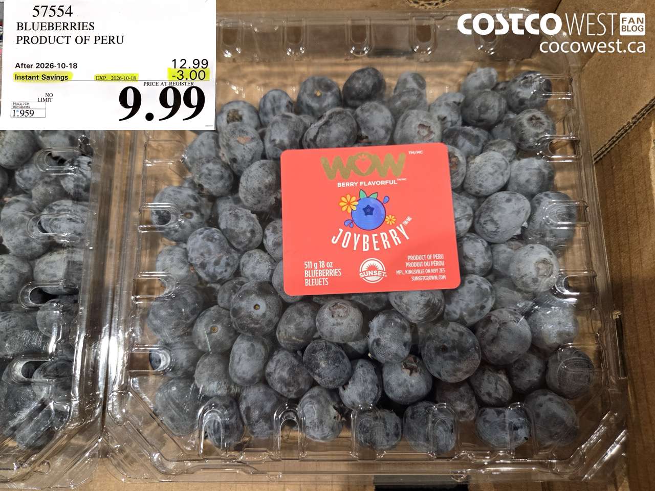 57554 BLUEBERRIES PRODUCT OF PERU ($3.00 INSTANT SAVINGS EXPIRES ON 2026-10-18) $9.99