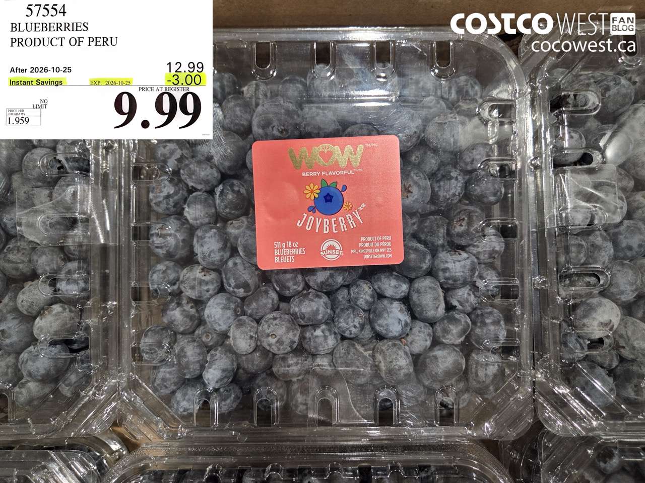 57554 BLUEBERRIES PRODUCT OF PERU ($3.00 INSTANT SAVINGS EXPIRES ON 2026-10-25) $9.99
