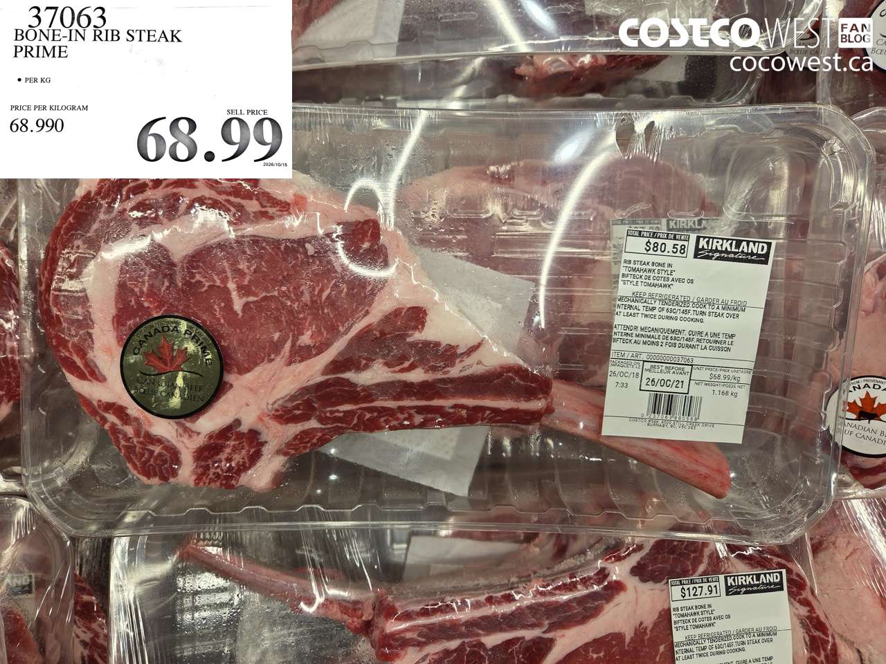 37063 BONE-IN RIB STEAK PRIME $68.99