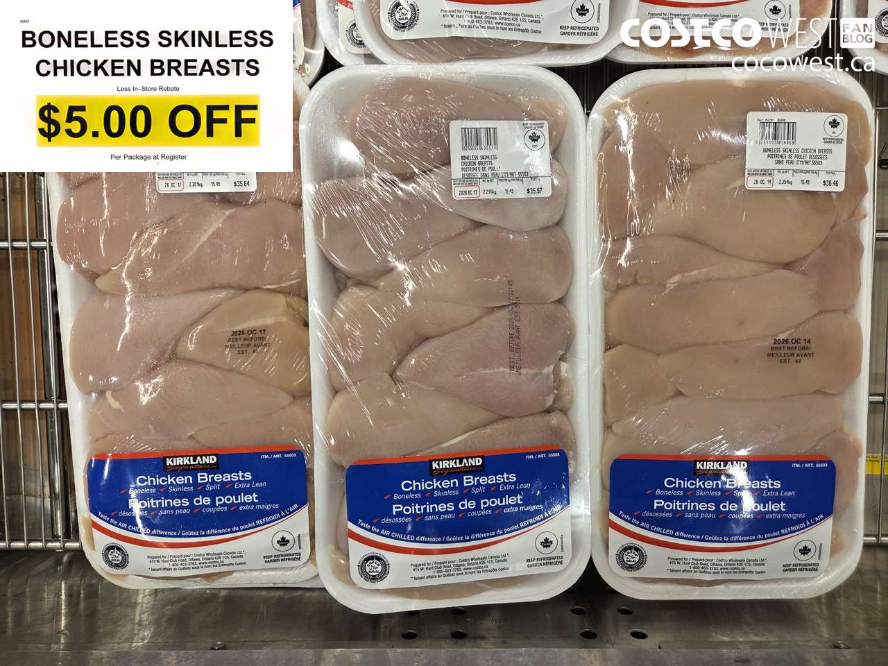 55503 BONELESS SKINLESS CHICKEN BREASTS ($5.00 INSTANT SAVINGS)