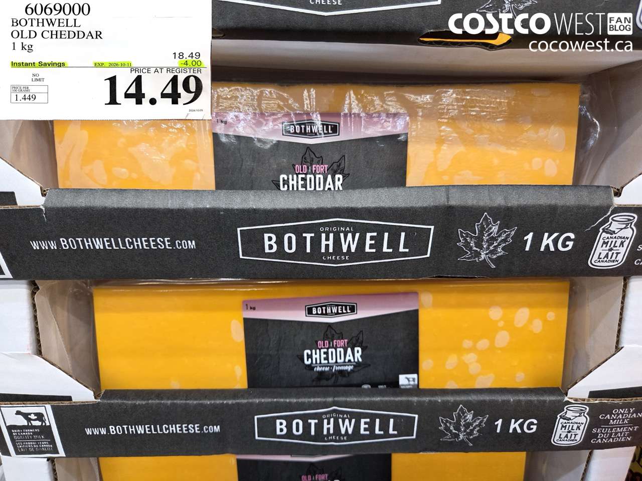 6069000 BOTHWELL OLD CHEDDAR 1 KG ($4.00 INSTANT SAVINGS EXPIRES ON 2026-10-11) $14.49