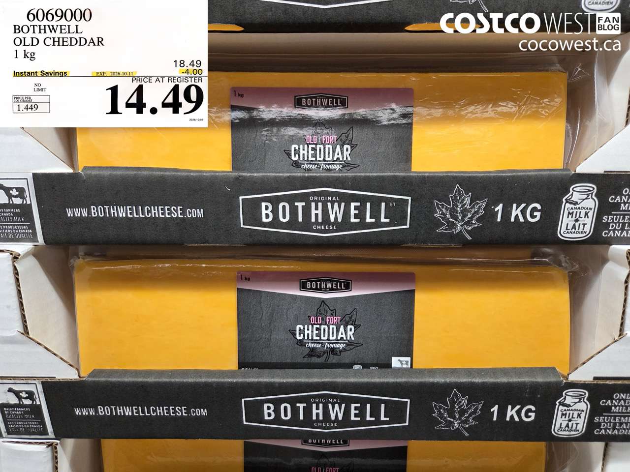 6069000 BOTHWELL OLD CHEDDAR 1 KG ($4.00 INSTANT SAVINGS EXPIRES ON 2026-10-11) $14.49