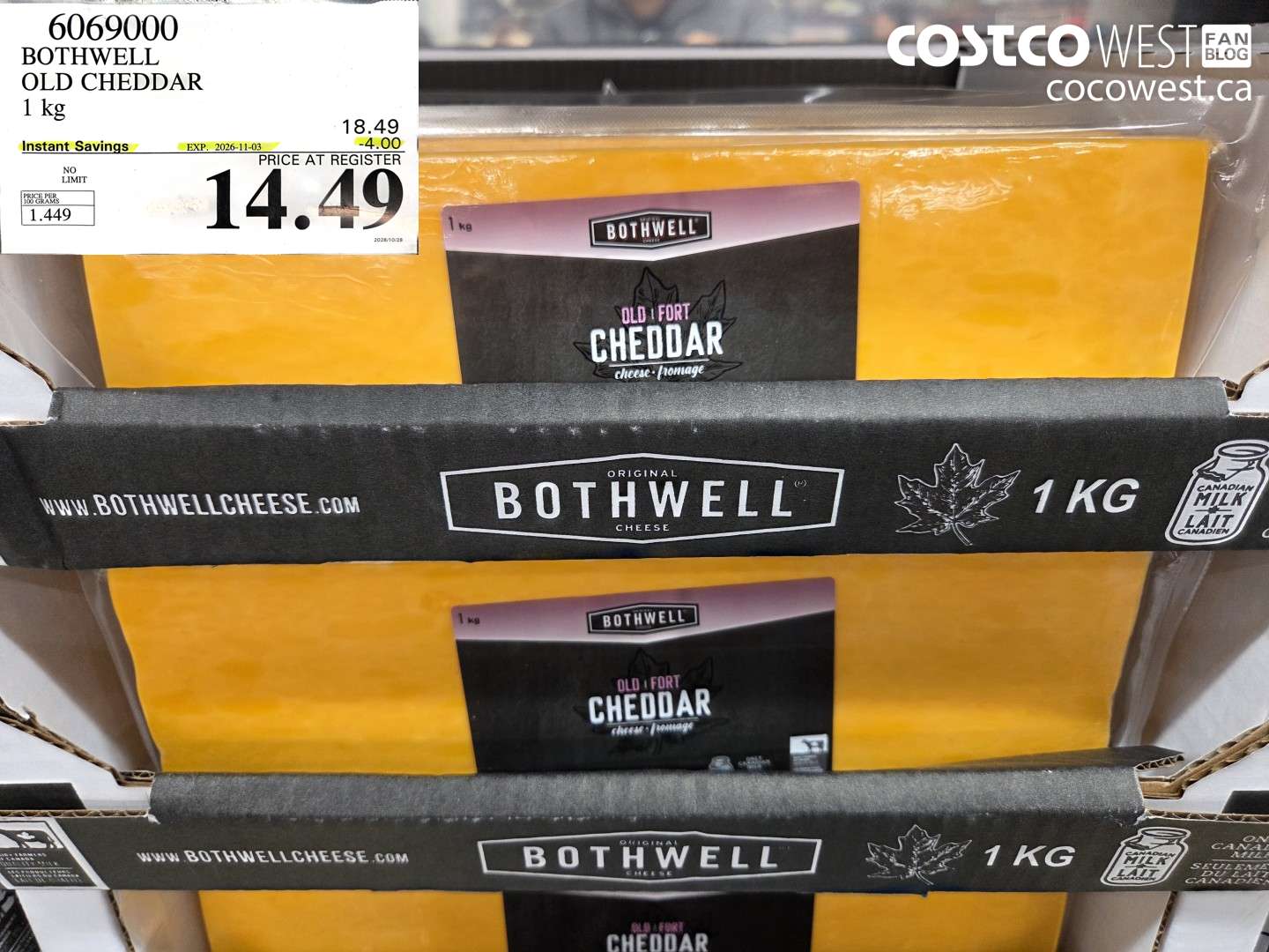 6069000 BOTHWELL OLD CHEDDAR 1 KG ($4.00 INSTANT SAVINGS EXPIRES ON 2026-11-03) $14.49