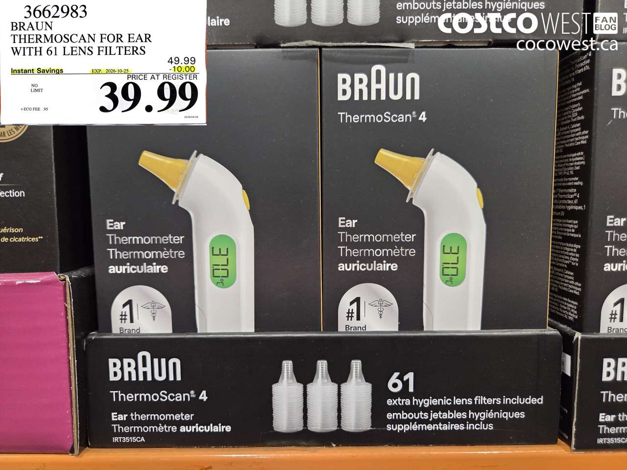 3662983 BRAUN THERMOSCAN FOR EAR WITH 61 LENS FILTERS ($10.00 INSTANT SAVINGS EXPIRES ON 2026-10-25) $39.99
