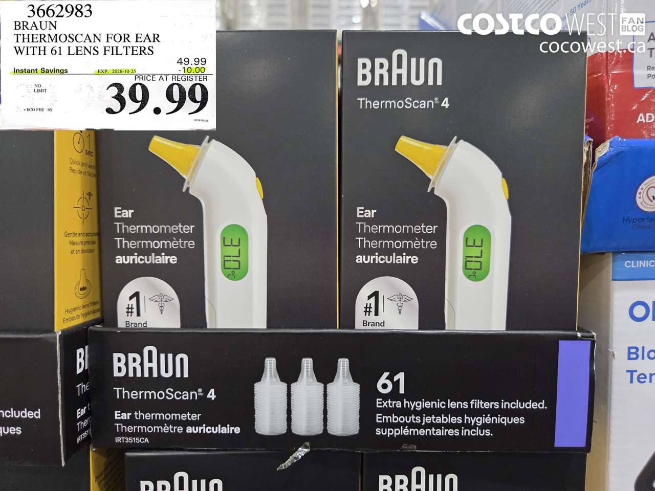 3662983 BRAUN THERMOSCAN FOR EAR WITH 61 LENS FILTERS ($10.00 INSTANT SAVINGS EXPIRES ON 2026-10-25) $39.99