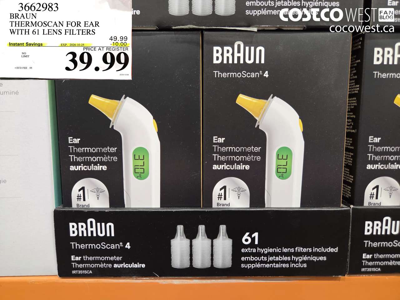 3662983 BRAUN THERMOSCAN FOR EAR WITH 61 LENS FILTERS ($10.00 INSTANT SAVINGS EXPIRES ON 2026-10-25) $39.99
