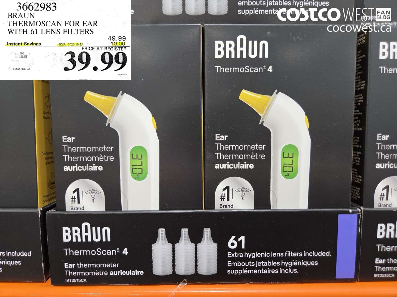 3662983 BRAUN THERMOSCAN FOR EAR WITH 61 LENS FILTERS ($10.00 INSTANT SAVINGS EXPIRES ON 2026-10-25) $39.99