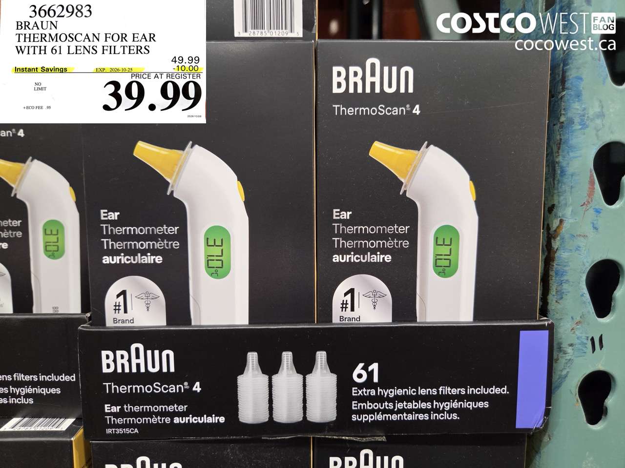 3662983 BRAUN THERMOSCAN FOR EAR WITH 61 LENS FILTERS ($10.00 INSTANT SAVINGS EXPIRES ON 2026-10-25) $39.99