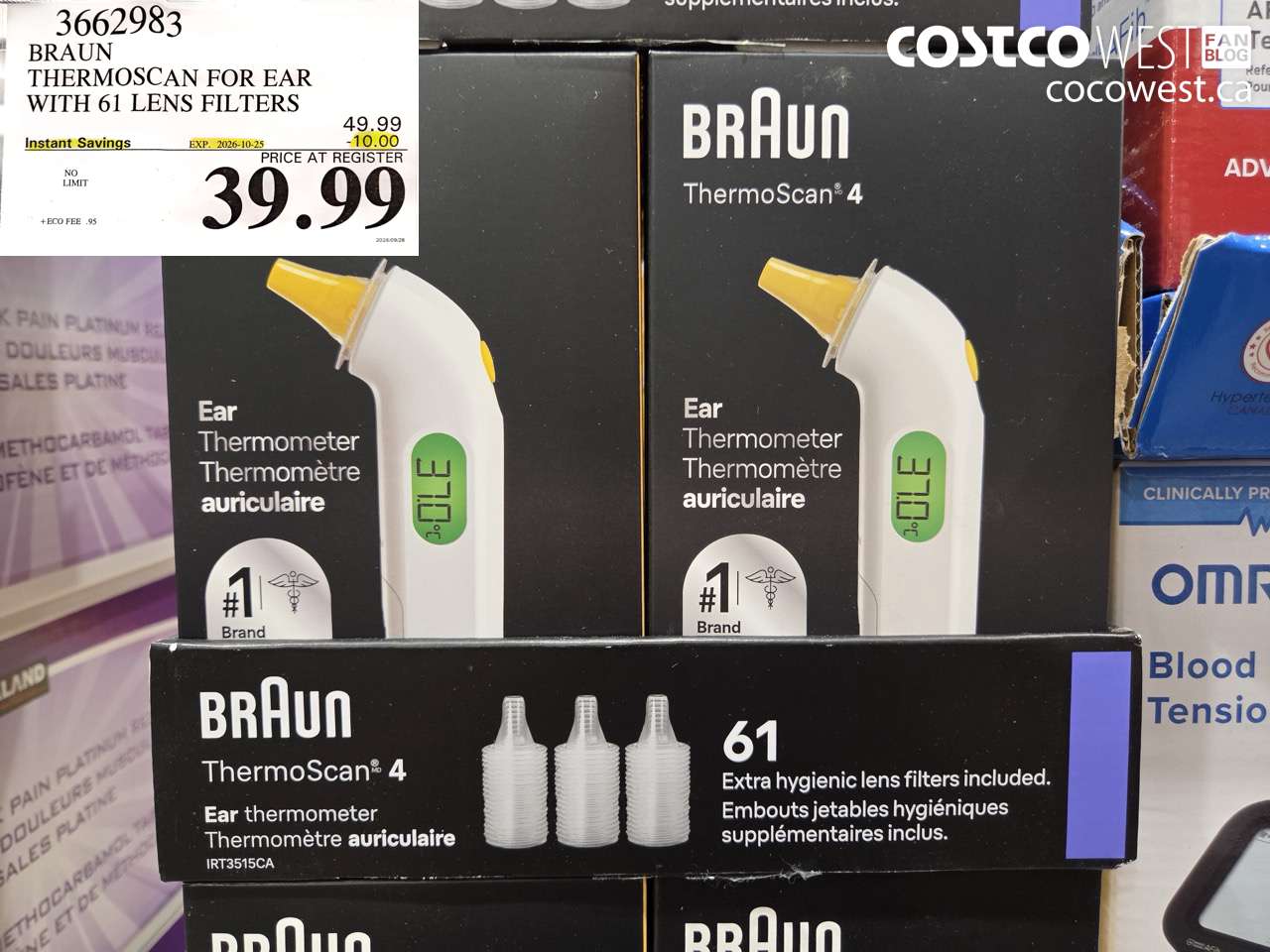 3662983 BRAUN THERMOSCAN FOR EAR WITH 61 LENS FILTERS ($10.00 INSTANT SAVINGS EXPIRES ON 2026-10-25) $39.99