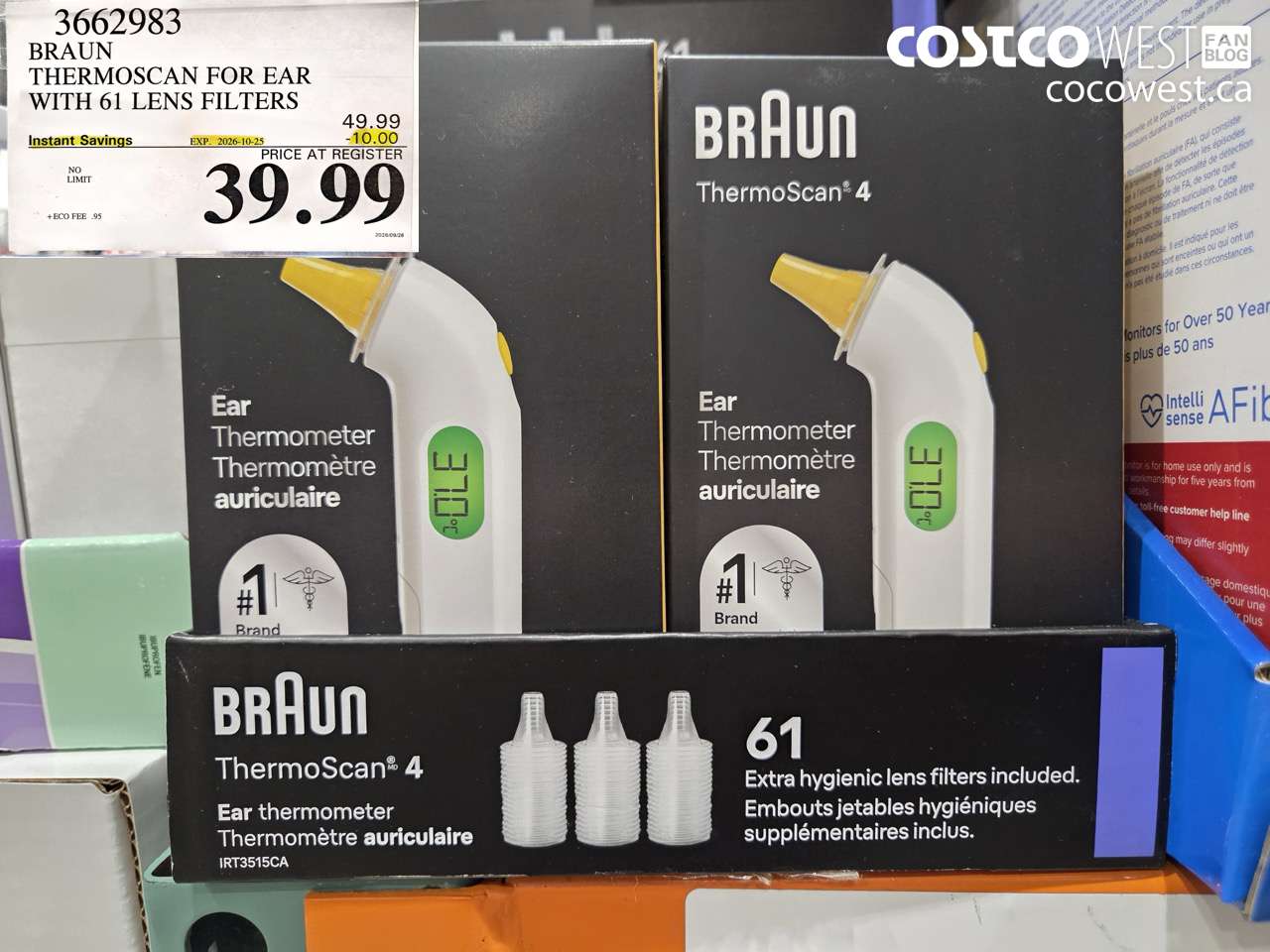 3662983 BRAUN THERMOSCAN FOR EAR WITH 61 LENS FILTERS ($10.00 INSTANT SAVINGS EXPIRES ON 2026-10-25) $39.99