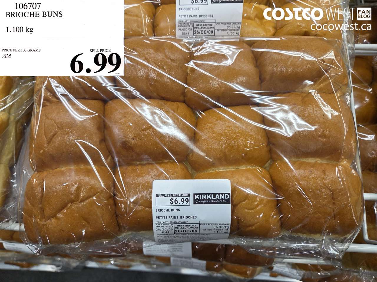 106707 BRIOCHE BUNS 1.100 KG $6.99