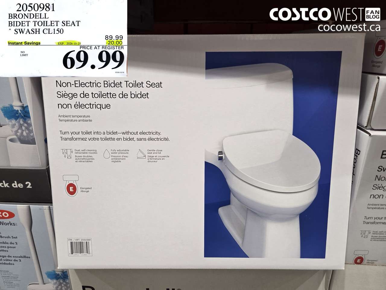 2050981 BRONDELL BIDET TOILET SEAT SWASH CL150 ($20.00 INSTANT SAVINGS EXPIRES ON 2026-10-25) $69.99