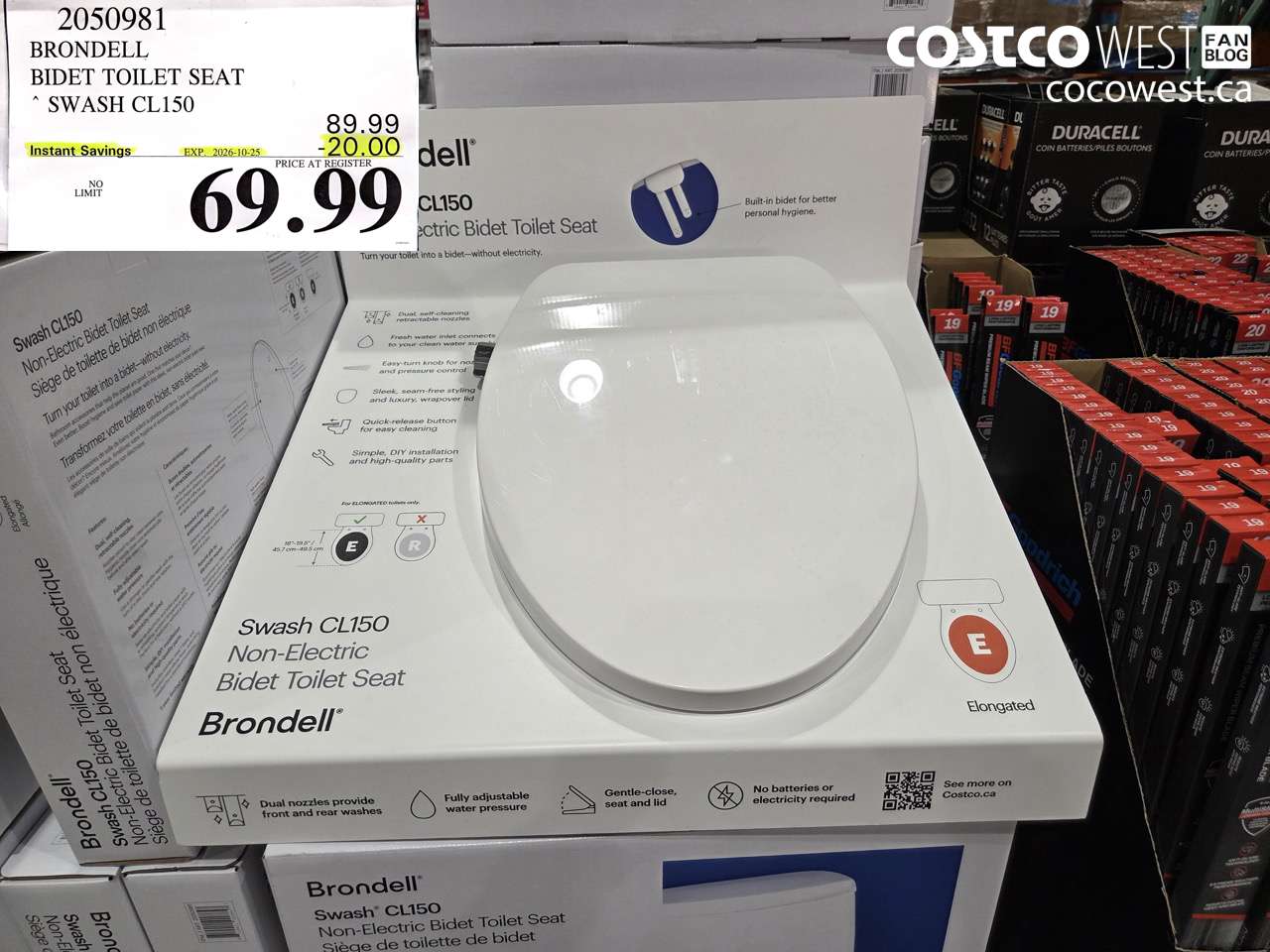 2050981 BRONDELL BIDET TOILET SEAT SWASH CL150 ($20.00 INSTANT SAVINGS EXPIRES ON 2026-10-25) $69.99