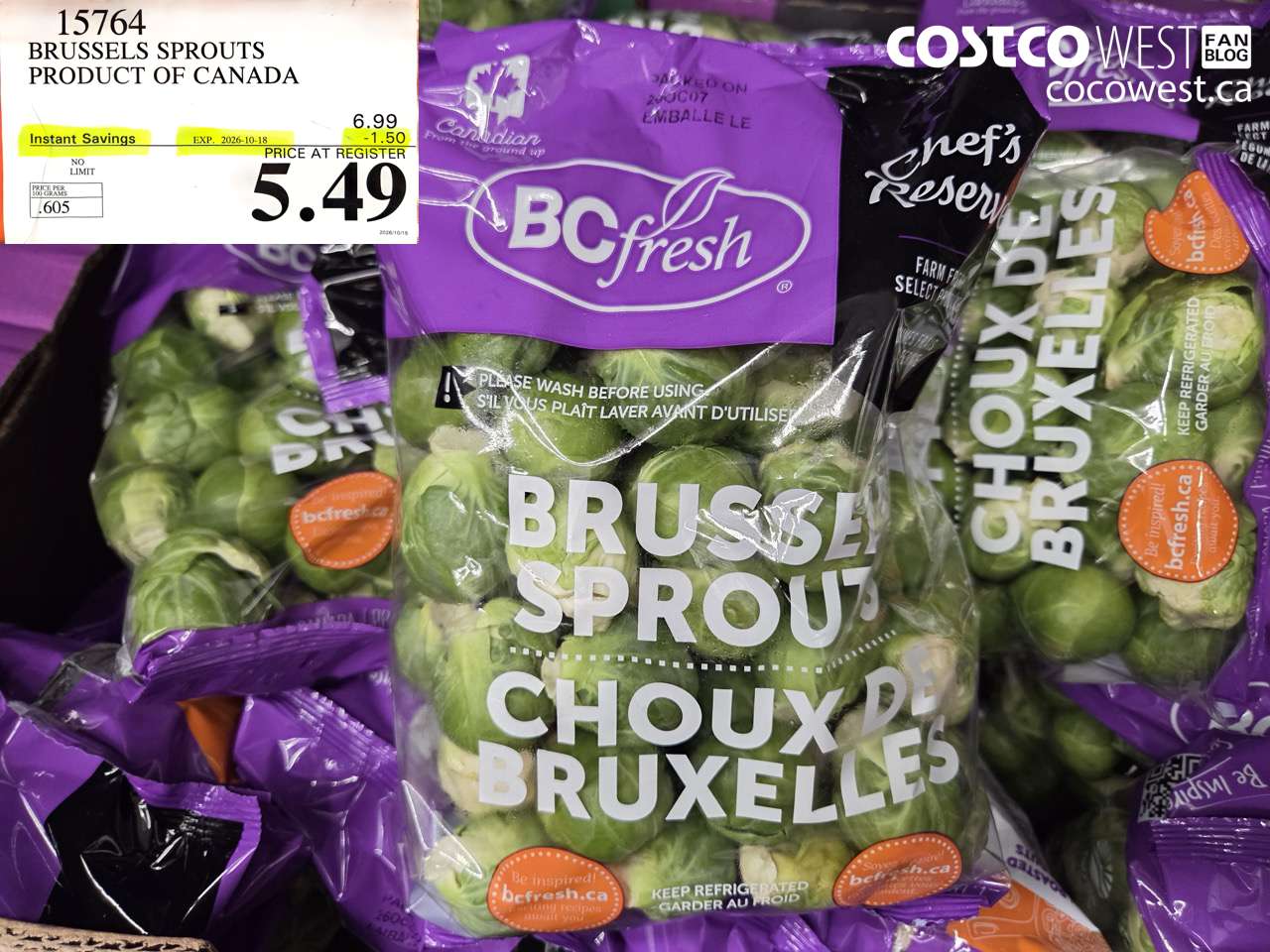 15764 BRUSSELS SPROUTS PRODUCT OF CANADA ($1.50 INSTANT SAVINGS EXPIRES ON 2026-10-18) $5.49