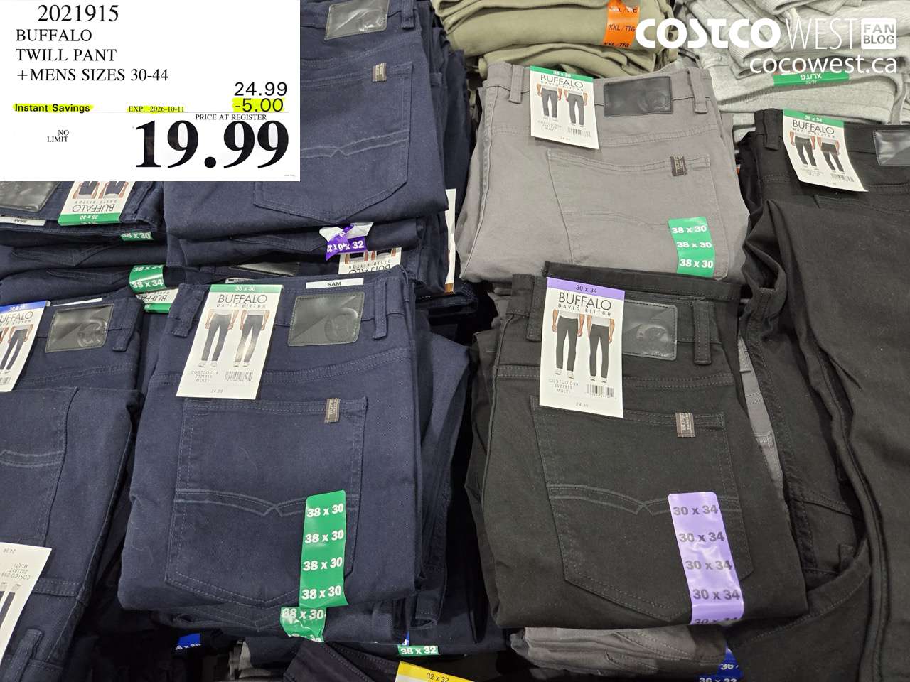 2021915 BUFFALO TWILL PANT MENS SIZES 30-44 ($5.00 INSTANT SAVINGS EXPIRES ON 2026-10-11) $19.99