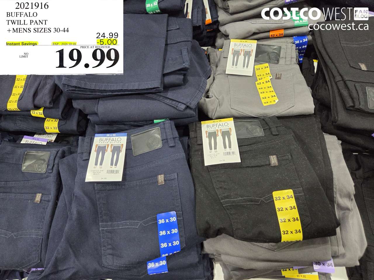 2021916 BUFFALO TWILL PANT MENS SIZES 30-44 ($5.00 INSTANT SAVINGS EXPIRES ON 2026-10-18) $19.99