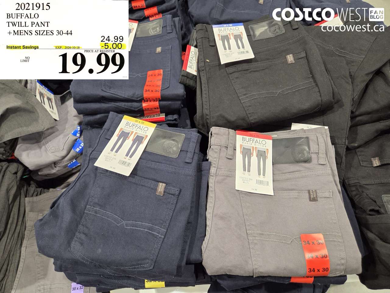 2021915 BUFFALO TWILL PANT MENS SIZES 30-44 ($5.00 INSTANT SAVINGS EXPIRES ON 2026-10-18) $19.99
