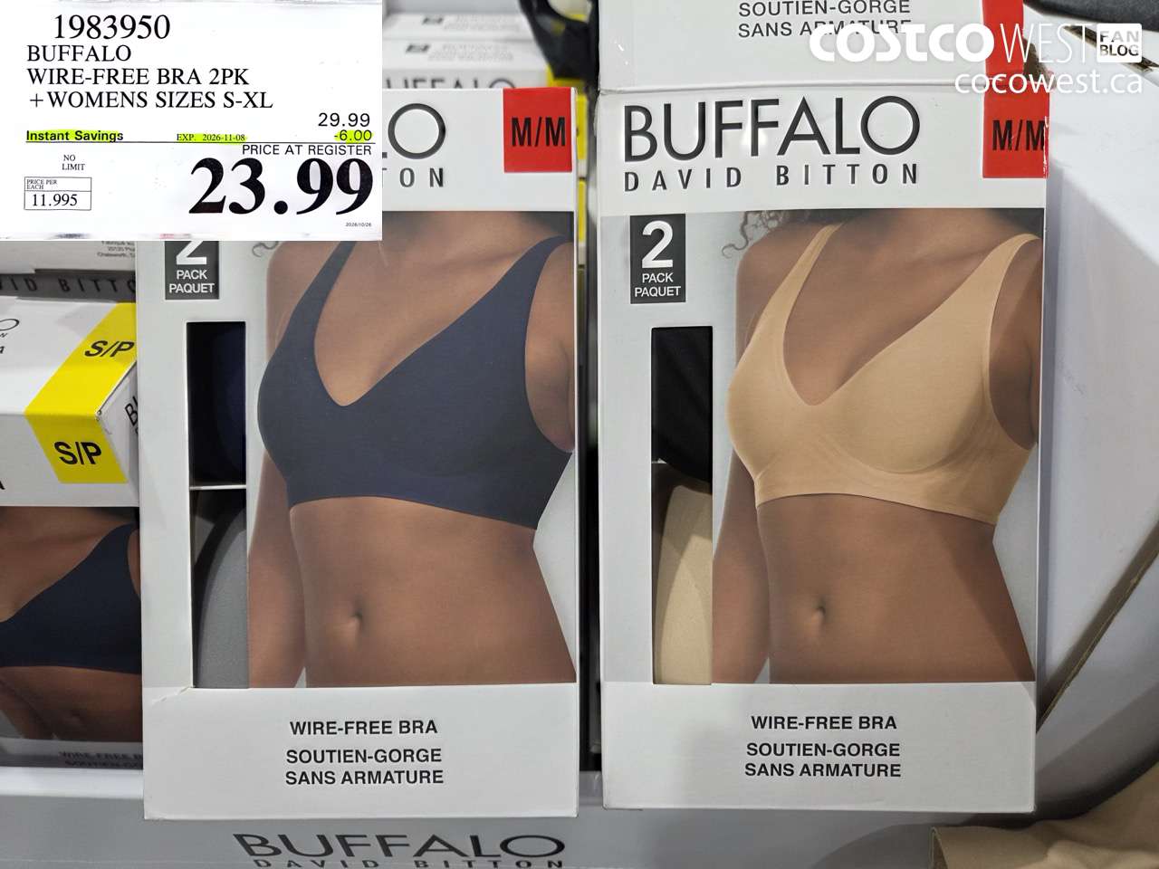 1983950 BUFFALO WIRE-FREE BRA 2PK WOMENS SIZES S-XL ($6.00 INSTANT SAVINGS EXPIRES ON 2026-11-08) $23.99